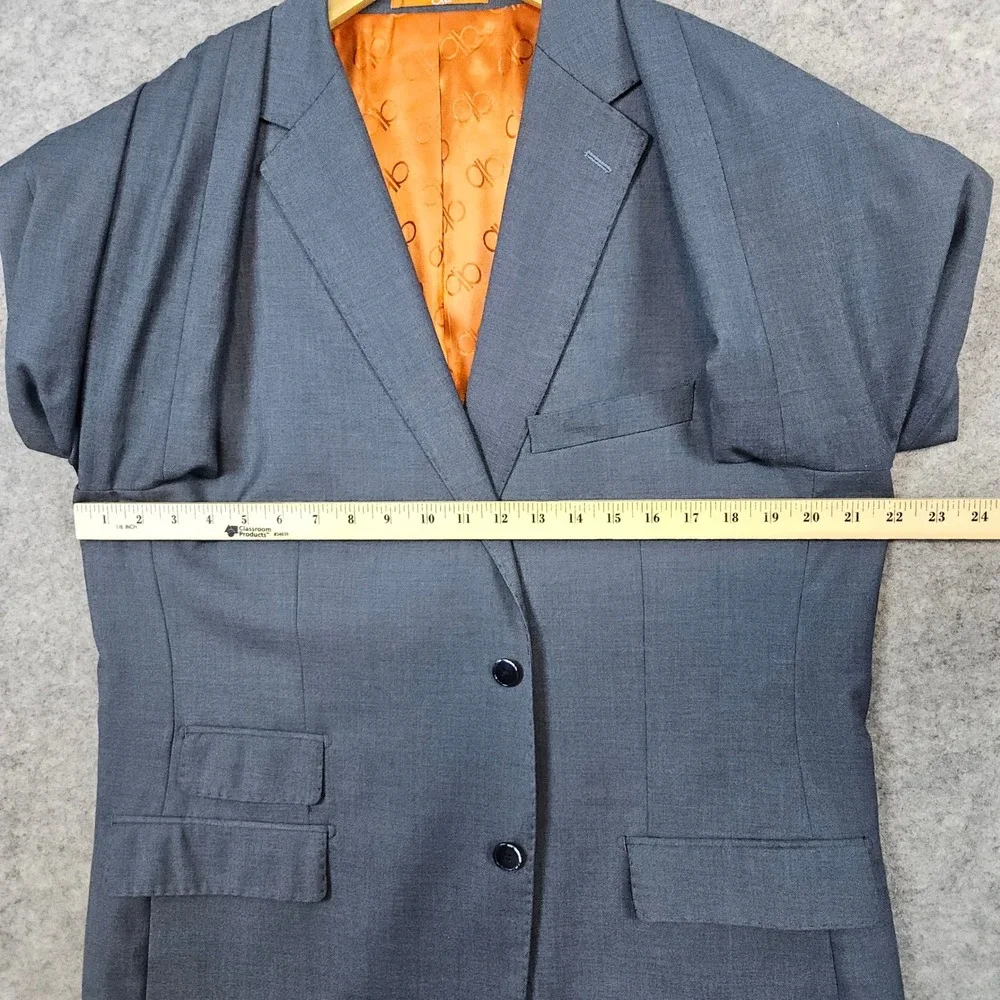 Bianco Berioni Vitale Barberis Canonico Blue/Gry 2-Pc Wool/Silk 44L 39x29.5 FLAW